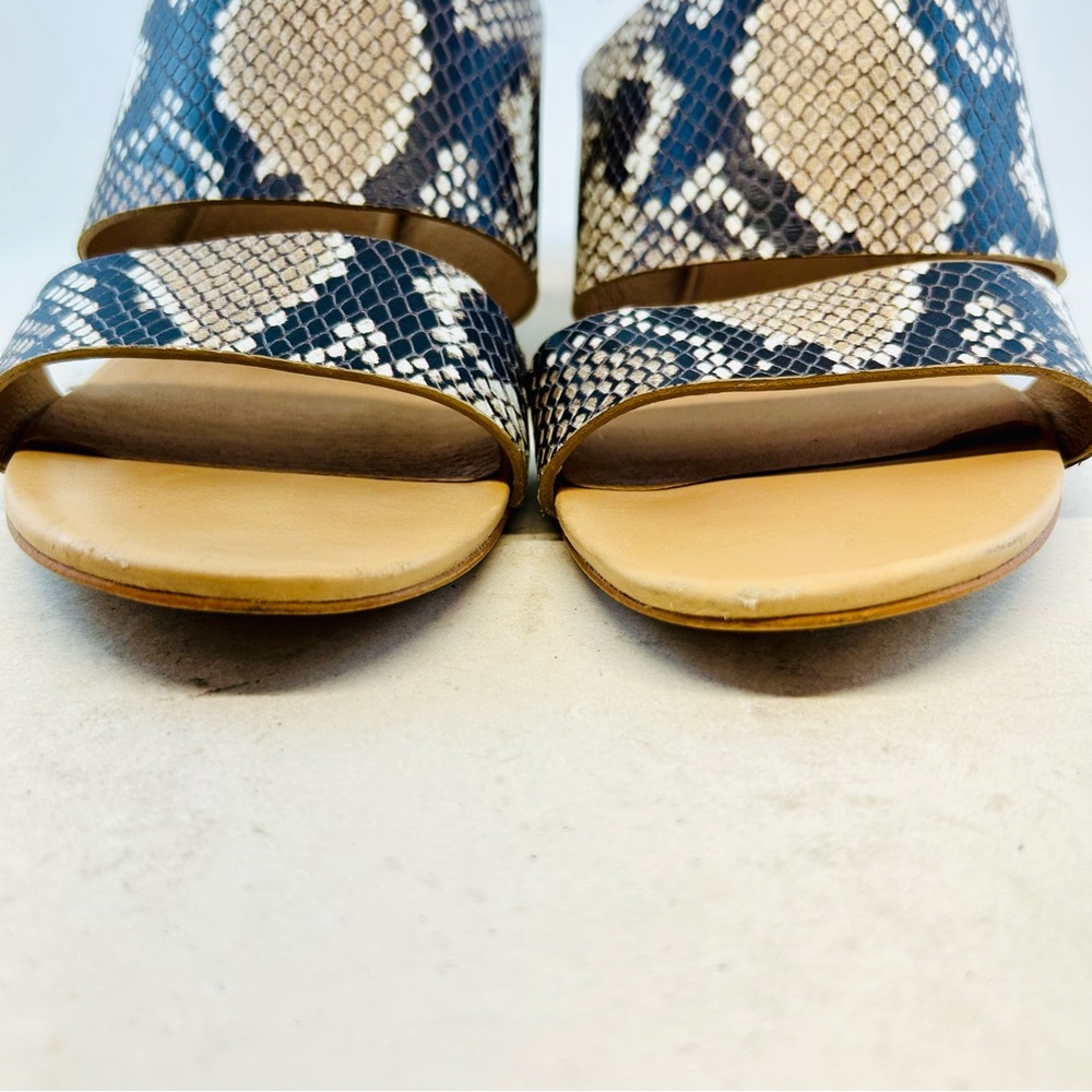 MADEWELL Gray Cream Beige Snake Embossed Leather Kiera Mule Sandals, size 8.5 - Picture 3 of 12